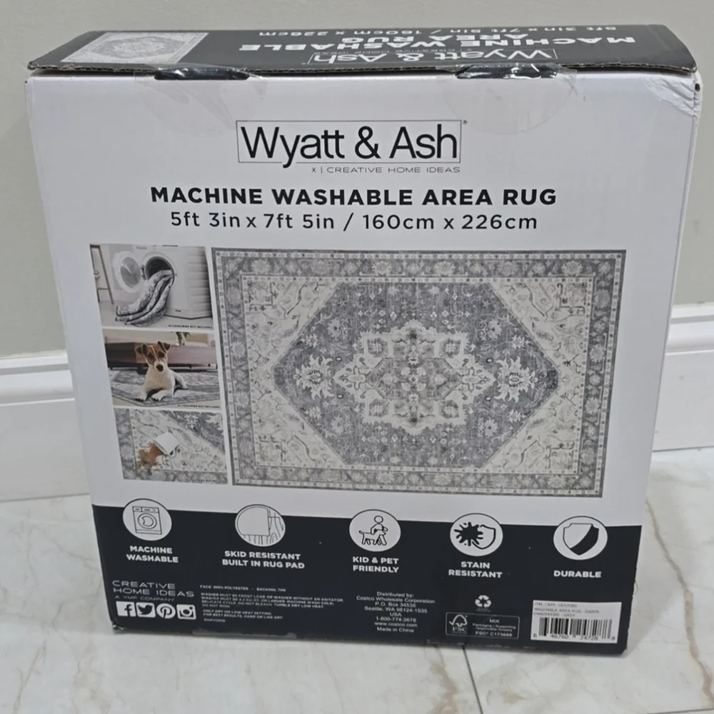 Gray Machine Washable Area Rug - Picture 4 of 7